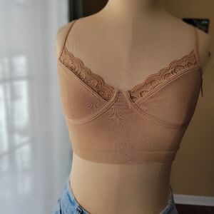 Aerie For Good Seamless Lace Trim Bralette - Tan Size XS NWT